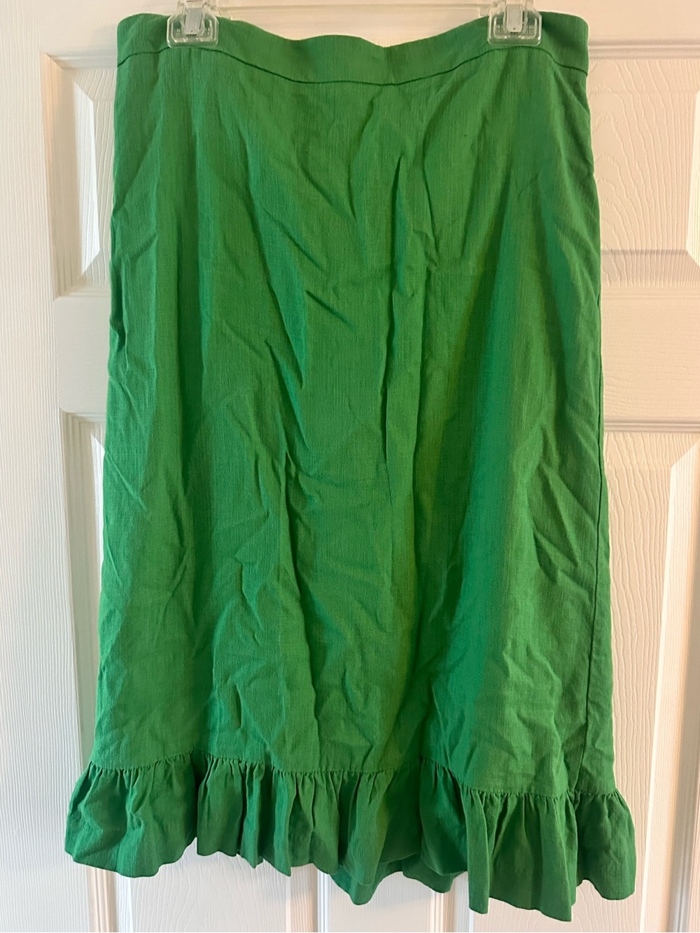 Ann Taylor Green Midi Skirt with Ruffle Hem